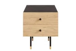 Woodman Nachtkommode »Jugend« Echtholzfurnier aus Eiche, Breite53 cm, mit Schubladen, Metallfüße