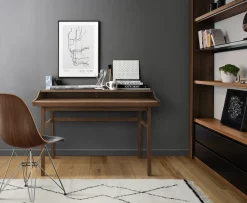 Woodman Schreibtisch »Carteret Computer-Tisch mit ausziebarer Arbeitsplatte« edles Holzfurnier, Gestell Massivholz, Breite 115 cm