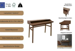 Woodman Schreibtisch »Carteret Computer-Tisch mit ausziebarer Arbeitsplatte« edles Holzfurnier, Gestell Massivholz, Breite 115 cm