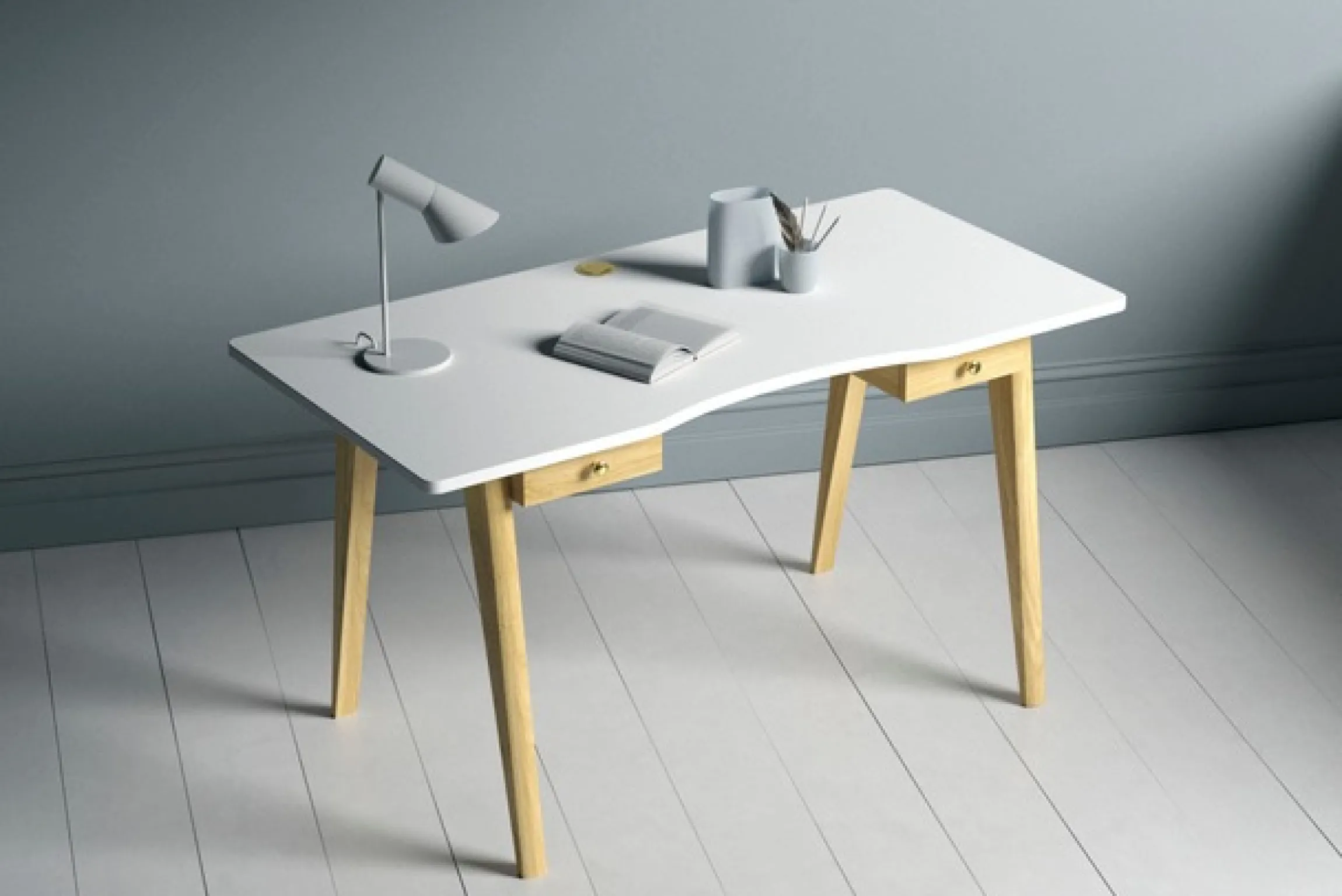 Woodman Schreibtisch »Nice« B/T/H: 140/70/75 cm,im skandinavian Design, Tischbeine aus massiver Eiche, FSC®