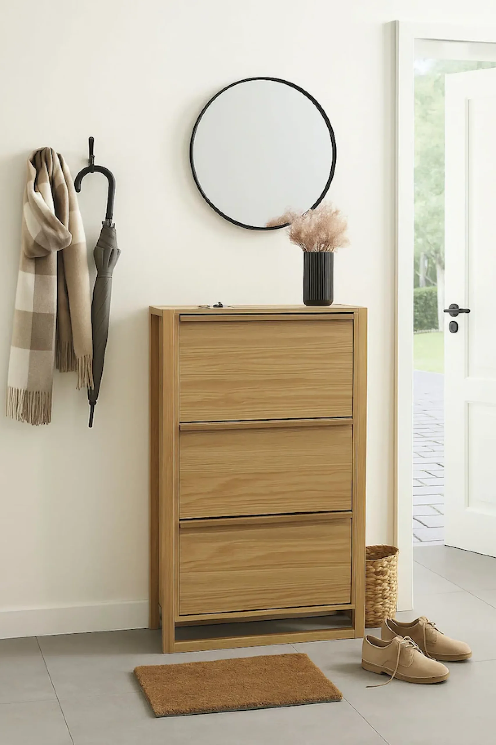 Woodman Schuhkommode »NewEst« Breite 67 cm, mit 3 Klappen, Holzfurnier aus Eiche, FSC®