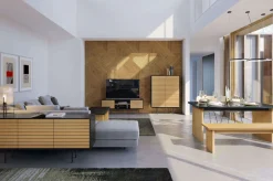 Woodman Sideboard »Stripe« besonderes Design, 3 Push-to-Open-Türen, Breite 161 cm, FSC®