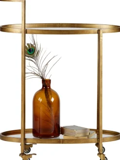 WOOOD Bartisch »Push Trolley Metall Antique-Brass mit Rollen H 86 x B 67 x T 35 cm« Tragkraft 10 kg pro boden, pfleigleicht, fertig montiert