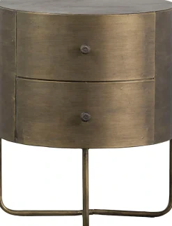 WOOOD Beistelltisch »Glossy Metall Antique-Brass-Beschichtung, H 48 x B 39 x T 39 cm« Zwei Schubladen ohne Schienen, pfleigleicht, fertig montiert geliefert