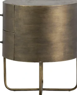 WOOOD Beistelltisch »Glossy Metall Antique-Brass-Beschichtung, H 48 x B 39 x T 39 cm« Zwei Schubladen ohne Schienen, pfleigleicht, fertig montiert geliefert