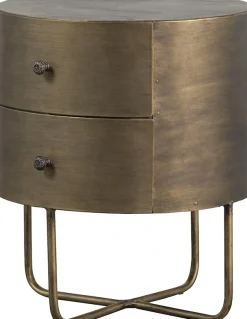WOOOD Beistelltisch »Glossy Metall Antique-Brass-Beschichtung, H 48 x B 39 x T 39 cm« Zwei Schubladen ohne Schienen, pfleigleicht, fertig montiert geliefert
