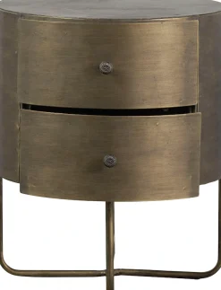 WOOOD Beistelltisch »Glossy Metall Antique-Brass-Beschichtung, H 48 x B 39 x T 39 cm« Zwei Schubladen ohne Schienen, pfleigleicht, fertig montiert geliefert