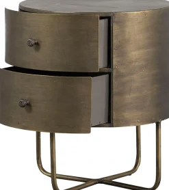 WOOOD Beistelltisch »Glossy Metall Antique-Brass-Beschichtung, H 48 x B 39 x T 39 cm« Zwei Schubladen ohne Schienen, pfleigleicht, fertig montiert geliefert
