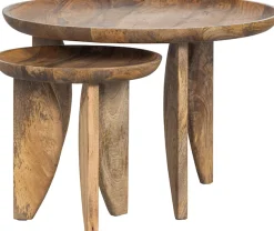 WOOOD Beistelltisch »High Heels Beistelltisch aus Mangoholz Ø40x40 / Ø70x47 cm« Set, 2 Stk. tlg. 2er-set, Abgerundete Kanten, Plattendicke 4–5 cm, je 2 cm einlaufend