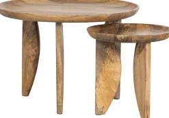 WOOOD Beistelltisch »High Heels Beistelltisch aus Mangoholz Ø40x40 / Ø70x47 cm« Set, 2 Stk. tlg. 2er-set, Abgerundete Kanten, Plattendicke 4–5 cm, je 2 cm einlaufend