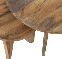 WOOOD Beistelltisch »High Heels Beistelltisch aus Mangoholz Ø40x40 / Ø70x47 cm« Set, 2 Stk. tlg. 2er-set, Abgerundete Kanten, Plattendicke 4–5 cm, je 2 cm einlaufend
