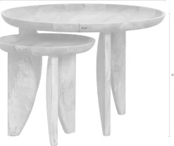 WOOOD Beistelltisch »High Heels Beistelltisch aus Mangoholz Ø40x40 / Ø70x47 cm« Set, 2 Stk. tlg. 2er-set, Abgerundete Kanten, Plattendicke 4–5 cm, je 2 cm einlaufend
