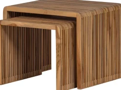 WOOOD Beistelltisch »Jasmijn aus recyceltem Teakholz als 2er-Set B 50 x T 45 x H 41 cm« Set, 2 Stk. tlg. 2er-Set, pflegeleichte Oberfläche, ausschließlich Innenbereich