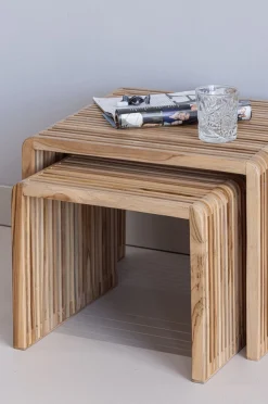 WOOOD Beistelltisch »Jasmijn aus recyceltem Teakholz als 2er-Set B 50 x T 45 x H 41 cm« Set, 2 Stk. tlg. 2er-Set, pflegeleichte Oberfläche, ausschließlich Innenbereich