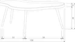WOOOD Beistelltisch »Mae aus MDF und Kiefernholz mit umlaufender Randerhöhung 100x58x35 cm« Rand 2 cm hoch, Tragkraft 5 kg, Beine konisch von Ø3 auf Ø1,5 cm