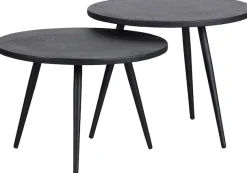 WOOOD Beistelltisch »Suze aus Multiplex mit Metallbeschichtung Ø53x42 / Ø53x36 cm« Set, 2 Stk. tlg. 2er-Set, Plattendicke 2 cm, Beine aus MS-Eisen, pulverbeschichtet