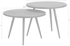 WOOOD Beistelltisch »Suze aus Multiplex mit Metallbeschichtung Ø53x42 / Ø53x36 cm« Set, 2 Stk. tlg. 2er-Set, Plattendicke 2 cm, Beine aus MS-Eisen, pulverbeschichtet