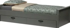 WOOOD Bettgestell »Morris FSC®-Kiefernholz bandsägerauh,H 53 x B 214 x T 95 cm« Matratzenmaß 90x200 cm, einfach zu montierbar, Schublade optional
