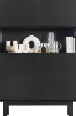 WOOOD Buffet »Finca FSC®-Kiefernholz mit Druckmechanismus, H 170 x B 110 x T 40 cm« Tragkraft 10 kg pro Boden, offenes Mittelfach, sichtbare maserung