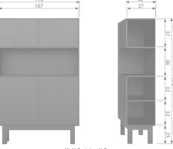 WOOOD Buffet »Finca FSC®-Kiefernholz mit Druckmechanismus, H 170 x B 110 x T 40 cm« Tragkraft 10 kg pro Boden, offenes Mittelfach, sichtbare maserung