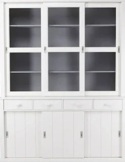 WOOOD Buffet »Lagos mit FSC® Massivkiefer und Glastüren B 166 x T 48 x H 215 cm« Tragkraft 10 kg, inkl. Sicherheitsglas, 2-teilige Konstruktion