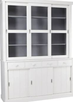 WOOOD Buffet »Lagos mit FSC® Massivkiefer und Glastüren B 166 x T 48 x H 215 cm« Tragkraft 10 kg, inkl. Sicherheitsglas, 2-teilige Konstruktion