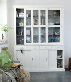 WOOOD Buffet »Lagos mit FSC® Massivkiefer und Glastüren B 166 x T 48 x H 215 cm« Tragkraft 10 kg, inkl. Sicherheitsglas, 2-teilige Konstruktion