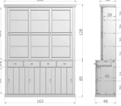 WOOOD Buffet »Lagos mit FSC® Massivkiefer und Glastüren B 166 x T 48 x H 215 cm« Tragkraft 10 kg, inkl. Sicherheitsglas, 2-teilige Konstruktion