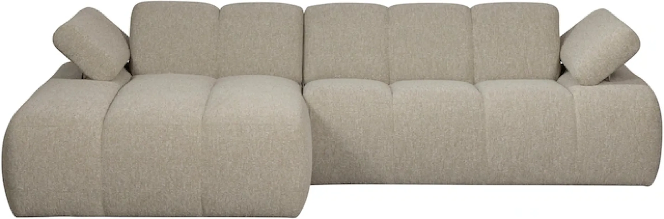 WOOOD Chaiselongue »Mojo Bouclé-Bezug mit verstellbarer Armlehne, H 74 x B 284 x T 160 cm« Tragkraft 360 kg, Maximale Verschleißfestigkeit, Pfleiglicht
