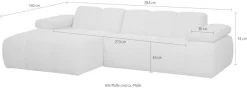 WOOOD Chaiselongue »Mojo Bouclé-Bezug mit verstellbarer Armlehne, H 74 x B 284 x T 160 cm« Tragkraft 360 kg, Maximale Verschleißfestigkeit, Pfleiglicht