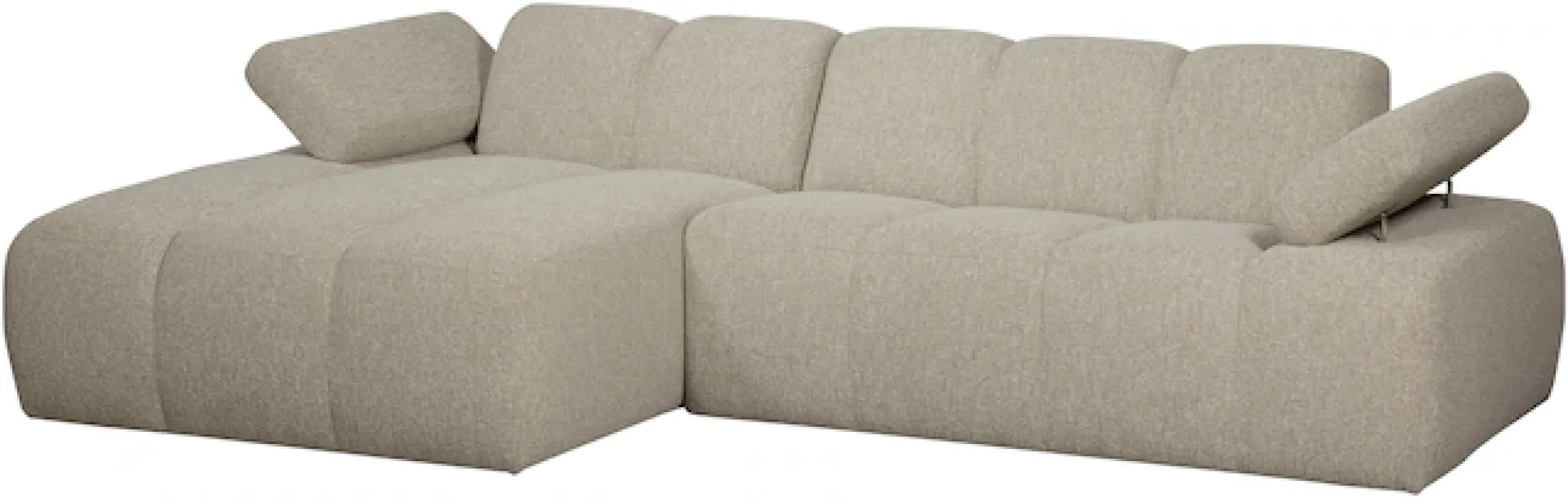 WOOOD Chaiselongue »Mojo Bouclé-Bezug mit verstellbarer Armlehne, H 74 x B 284 x T 160 cm« Tragkraft 360 kg, Maximale Verschleißfestigkeit, Pfleiglicht