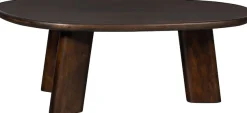 WOOOD Couchtisch »Roundly aus Mangoholz mit organisch geformter Platte 110x60x40 cm« Tragkraft 30 kg, Plattendicke 4 cm, Beine 14 cm breit