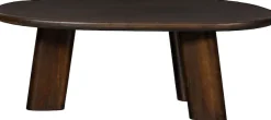 WOOOD Couchtisch »Roundly aus Mangoholz mit organisch geformter Platte 110x60x40 cm« Tragkraft 30 kg, Plattendicke 4 cm, Beine 14 cm breit