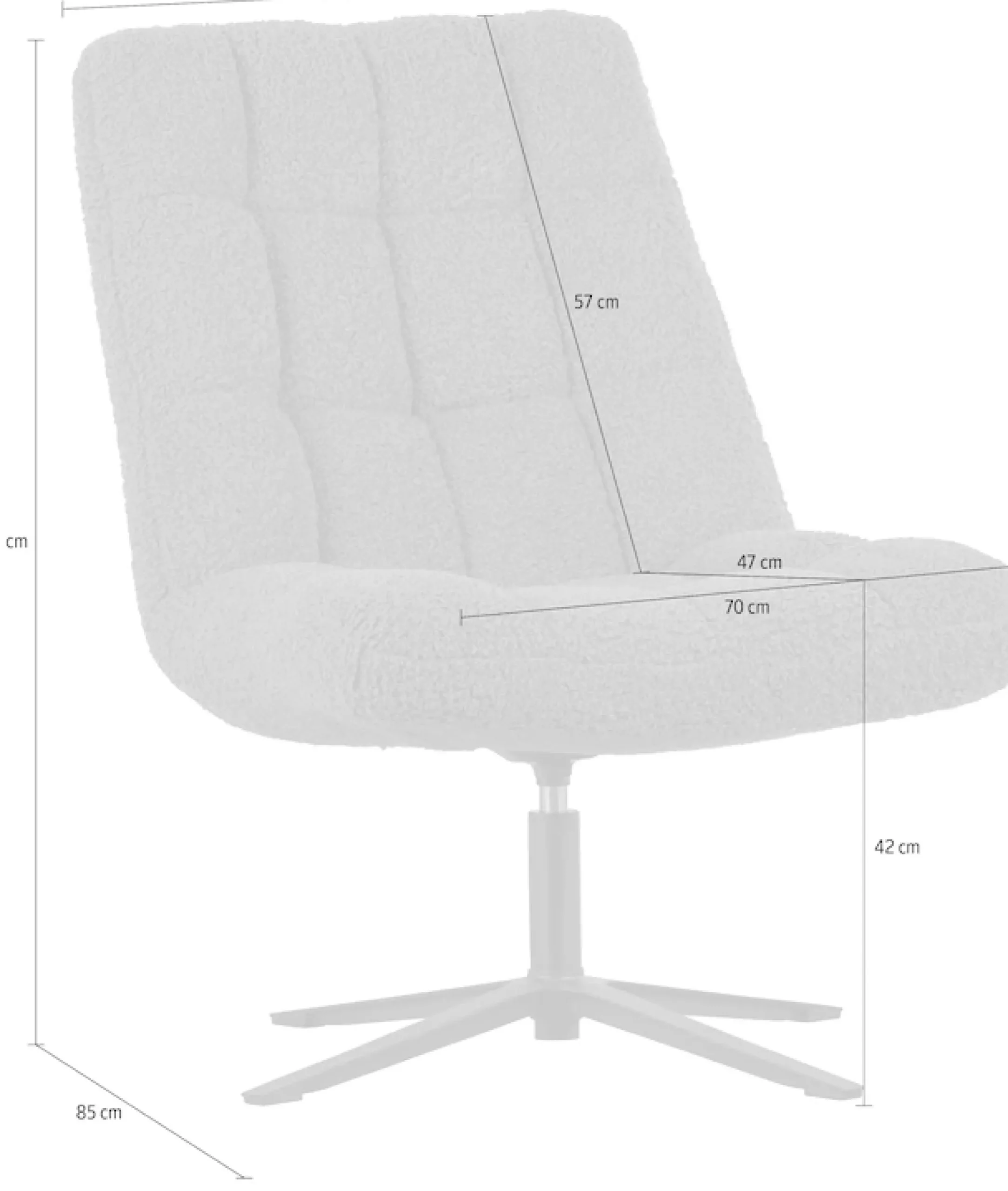 WOOOD Drehsessel »Job mit Teddy-Bezug und Drehmechanismus B 70 x T 85 x H 101 cm« Sehr hohe Verschleißfestigkeit, Tragkraft 140 kg, 360° Drehmechanismus