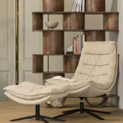 WOOOD Drehsessel »Kube mit Drehmechanismus inkl. Hocker B 74 x T 89 x H 100 cm« Newt-Chenillebezug, Hohe Verschleißfestigkeit, Tragkraft 120 kg