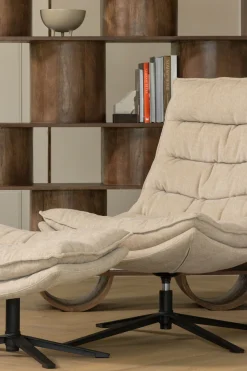 WOOOD Drehsessel »Kube mit Drehmechanismus inkl. Hocker B 74 x T 89 x H 100 cm« Newt-Chenillebezug, Hohe Verschleißfestigkeit, Tragkraft 120 kg