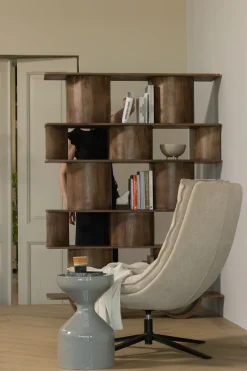WOOOD Drehsessel »Kube mit Drehmechanismus inkl. Hocker B 74 x T 89 x H 100 cm« Newt-Chenillebezug, Hohe Verschleißfestigkeit, Tragkraft 120 kg