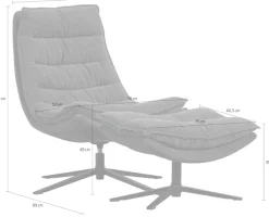 WOOOD Drehsessel »Kube mit Drehmechanismus inkl. Hocker B 74 x T 89 x H 100 cm« Newt-Chenillebezug, Hohe Verschleißfestigkeit, Tragkraft 120 kg