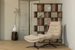 WOOOD Drehsessel »Kube mit Drehmechanismus inkl. Hocker B 74 x T 89 x H 100 cm« Newt-Chenillebezug, Hohe Verschleißfestigkeit, Tragkraft 120 kg