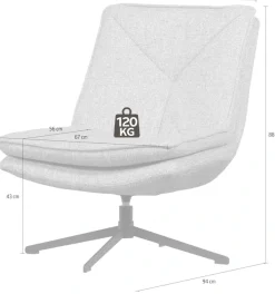 WOOOD Drehsessel »Milaro mit Fling-Melange-Bezug und Drehmechanismus B75 x T94 x H88 cm« Tragkraft 120 kg, Hohe Verschleißfestigkeit, mittlere Sitzhöhe
