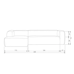 WOOOD Ecksofa »Bean Mischgewebe wasserabweisend mit Kissen H 73 x B 305 x T 175/96 cm« Links, Tragkraft 100 kg pro Sitzplatz, Gute Verschleißfestigkeit