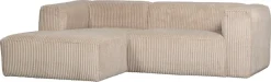 WOOOD Ecksofa »Bean Ripsbezug vollständig bezogen, H 73 x B 254 x T 175 cm« Links, Tragkraft 100 kg pro Sitzplatz, Gute Verschleißfestigkeit