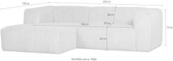 WOOOD Ecksofa »Bean Ripsbezug vollständig bezogen, H 73 x B 254 x T 175 cm« Links, Tragkraft 100 kg pro Sitzplatz, Gute Verschleißfestigkeit