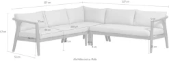 WOOOD Ecksofa »Biam Akazienholz mit Kissen und Eckaufbau H 67 x B 227 x T 227 cm« Tragkraft 500 kg, natürliche Holzöle für Wasserabweisung, pfleigleicht
