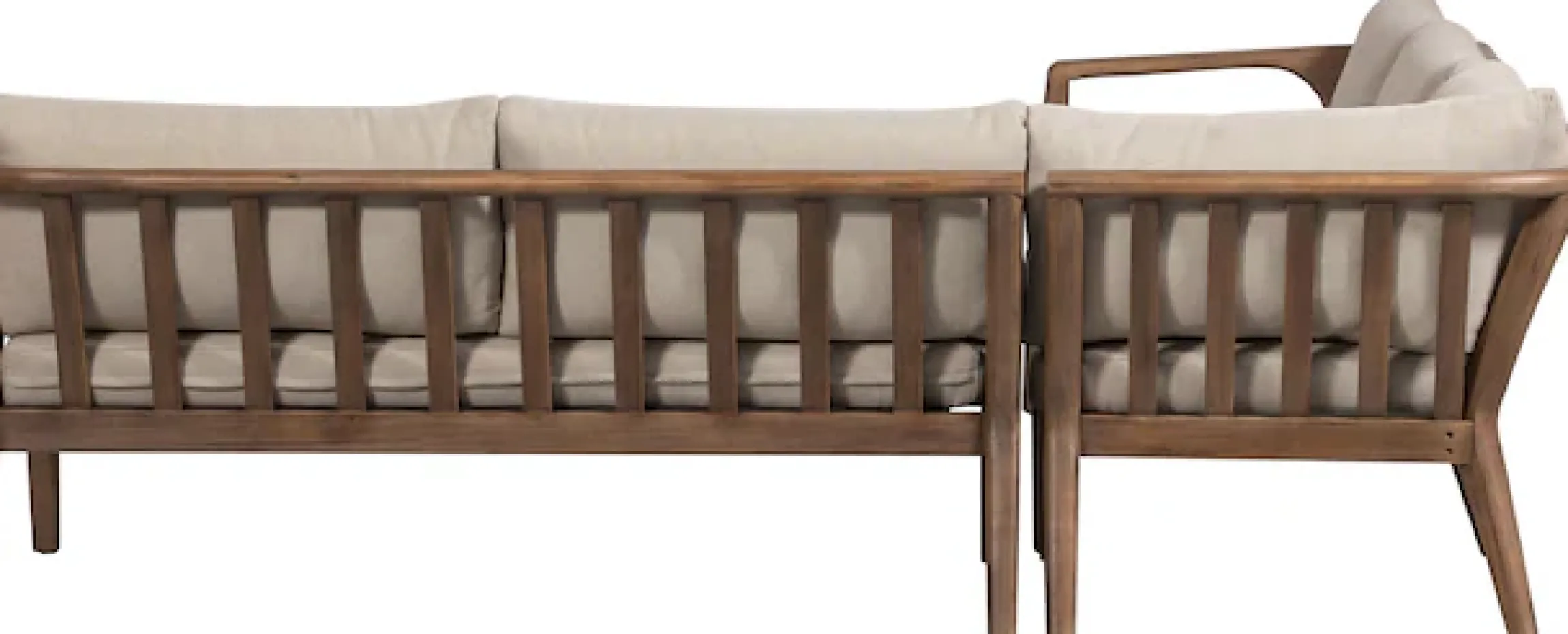 WOOOD Ecksofa »Biam Akazienholz mit Kissen und Eckaufbau H 67 x B 227 x T 227 cm« Tragkraft 500 kg, natürliche Holzöle für Wasserabweisung, pfleigleicht