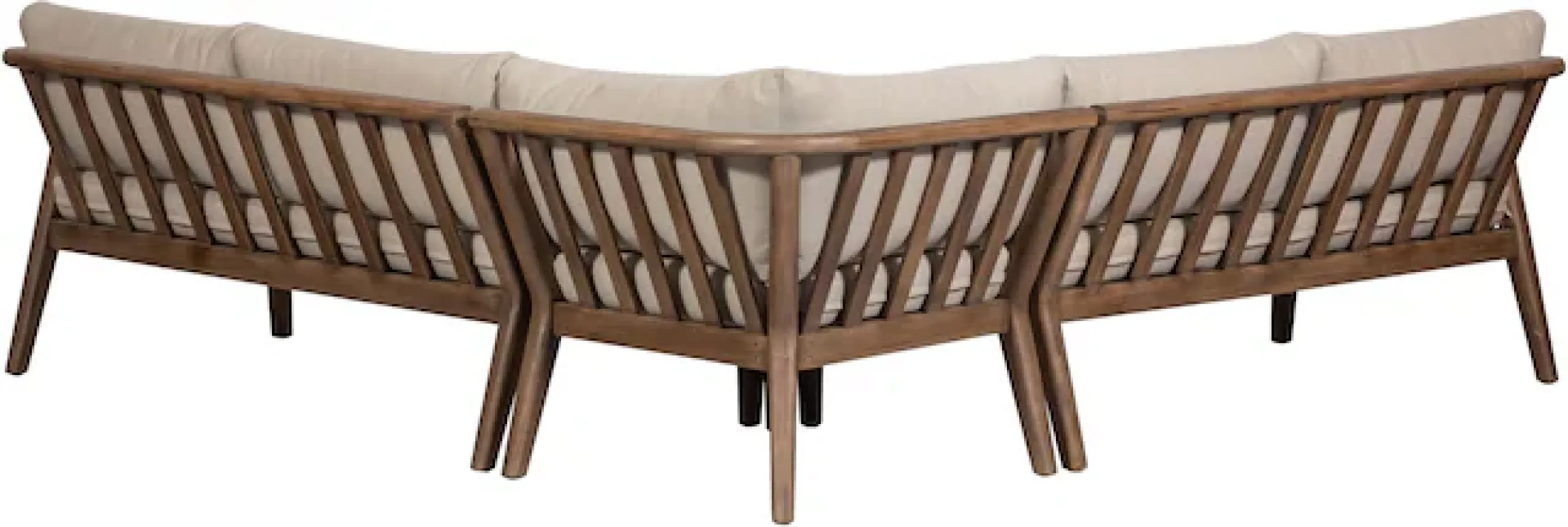 WOOOD Ecksofa »Biam Akazienholz mit Kissen und Eckaufbau H 67 x B 227 x T 227 cm« Tragkraft 500 kg, natürliche Holzöle für Wasserabweisung, pfleigleicht