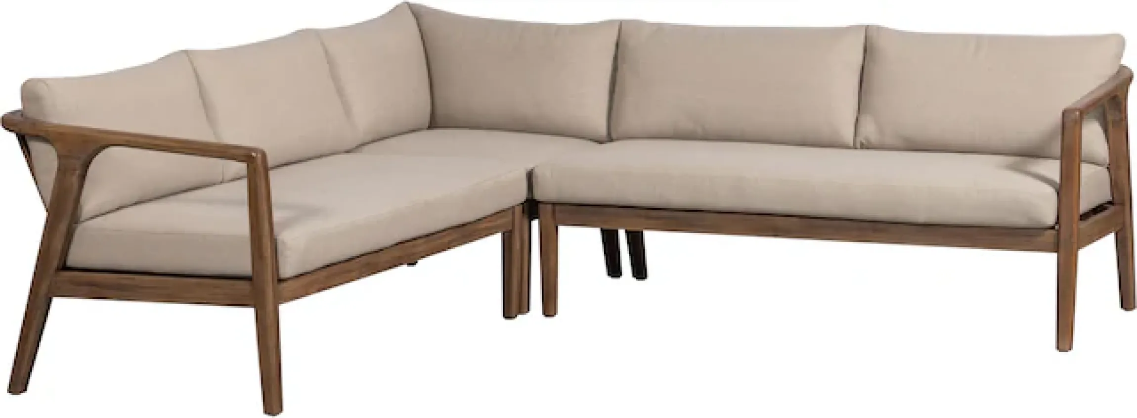 WOOOD Ecksofa »Biam Akazienholz mit Kissen und Eckaufbau H 67 x B 227 x T 227 cm« Tragkraft 500 kg, natürliche Holzöle für Wasserabweisung, pfleigleicht