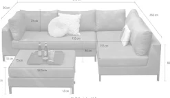 WOOOD Ecksofa »Sicilié Aluminiumgestell Dyed Acrylic-Stoff, H 60 x B 246 x D 262 cm« Tragkraft 500 kg gesamt, UV-beständig und chlorwasserbeständig