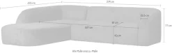 WOOOD Ecksofa »Sloping Bezug mit Zickzack-Federung, H 77 x B 274 x T 225/87 cm« Jacquard-Velvet, Tragkraft 250 kg, Ausgezeichnete Verschleißfestigkeit