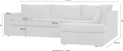 WOOOD Ecksofa »Thomas Rechts Bezug mit Steppnaht, H 92 x B 283 x D 197 cm« Tragkraft 400 kg, Losse Sitz- und Rückenkissen, Pfleiglicht